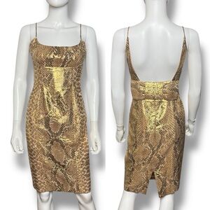 Tracy Reese Metallic Gold Snake Print Dress